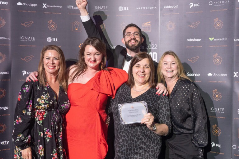 The Man Bites Dog team celebrates the B2B Specialist Agency win