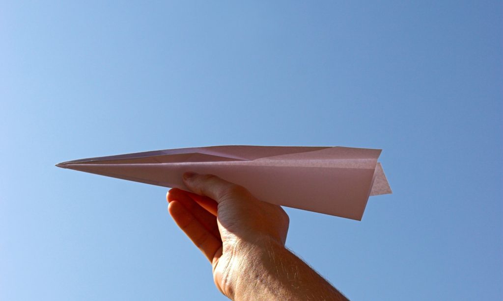 First flight? Paper plane  Photograph: Chris Pancewicz/Alamy